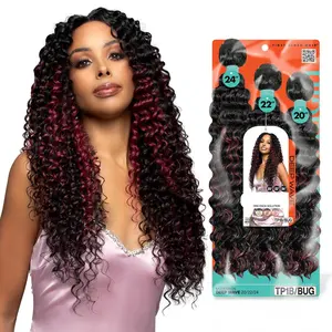 Origin CORE Synthetic Weave Deep Wave Multi Bundle (20, 22, 24 inch) With Wig Cap and Super Hair Glue