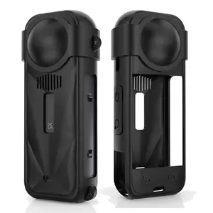 Soft Silicone Protective Case with Lens Cap for Insta360 X5 - Anti-Slip Grip Cover & Lens Guard, Durable Protection Accessory for Insta 360 X5 Camera, Photography Kit