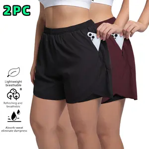 2PCS Plus Size Women Summer Shorts Fashion Versatile Bottoms Outdoor Casual Sports Shorts  Womenswear Everyday Everyday Style