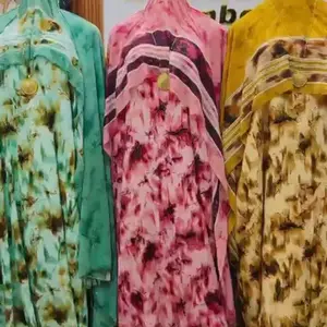 Dera Abaya Muslim Dress Somali Dress Baati with Blue Pink and Green Floral Design for Women