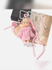Sweet Barbie Sweater Doll Keychain, Realistic Snack Bow Pendant, Bag Decoration, Key Decor, Handmade, All Seasons, Casual Style