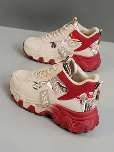 Women's Lace Up Platform Sneakers, Trendy Sneakers, Casual Comfortable Breathable Sports Shoes, Female All-match Round Toe Chunky Sneakers for Daily Life, Thick Sole Sneakers, Casual Lifestyle Sneaker