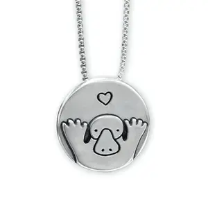 Platypus Love Pewter Necklace - Adorable Platypus Pendant on Adjustable Stainless Steel Box Chain