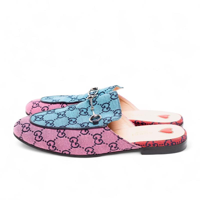 Authentic, Pre-owned Gucci Multi-colored Monogram Princetown Mules,  EU 38