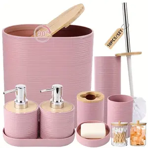 10pcs Bathroom Accessory Set With Soap Dispenser, Toothbrush Holder, Toothbrush Cup, Soap Dish And Swab Jar For Bathroom, Living Room, Kitchen Decorative Countertops, Housewarming Gift For Family And Friends