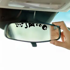 1PC Cute Animal Collection Car Rearview Mirror Sticker Panda & Cat Cute Decor Decal For Car Rearview Mirror,  Laptop Case, Luggage Exterior, Windshield Sticker, Rear Side Decal Cross-border Hot Cute Animal Goodie Adds Healing Texture Fits Car Decor Top