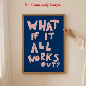 Vintage Wall Art Poster, Inspirational Quote Blue Canvas Print, Living Room Decor, Bedroom Aesthetic Design Gift, No Frame Included, Unframed Art Print