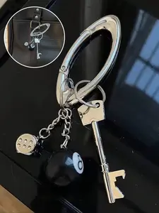 1 piece/set, Black No. 8 Ball Themed Bag Charm, Bag Decoration Charm, Zinc Alloy Carabiner Keychain for Bags Set, Fashion Jewelry - Oval Clip - Dice Pendant, Bottle Opener Pendant, Customizable Streetwear Accessory Set, Women's Gift, Birthday Gift