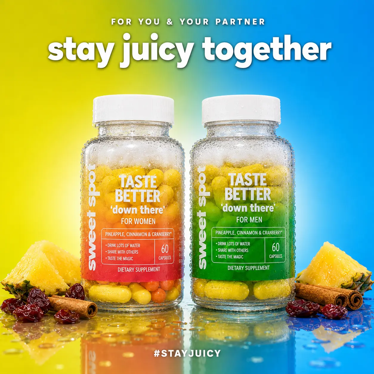 His + Hers | Intimate Taste Support Capsule Supplement Bundle | Pineapple, Cranberry & Cinnamon | For a Sweeter Down-there Taste | Taste The Sweet Spot