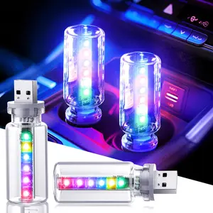 [Wholesale] 2PCS 13-in-1 USB Car Decorative Light, Mini Glass Bottle Night Lamp with Touch Control, 7 Colors, 13 Modes LED Bulb for Auto Ambient Lighting