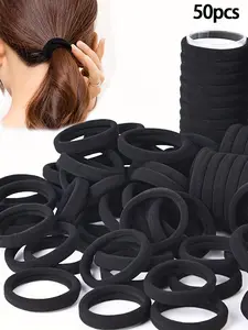 Solid Color Hair Tie, High Stretch Hair Tie, Hair Accessories Set for Women & Girls, Minimalist Headwear Suitable for Thick Ponytails Hair