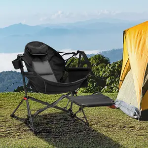 GDY Hammock Camping Chair with Pedal - Adjustable Recline & Portable Design - Max 450 lbs Capacity - Perfect for Patios & Gardens - White