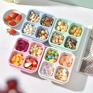 Snack Container  Reusable Snack Box 4 Compartments Meal Prep Lunch Containers Divided Food Storage Containers for Work Travel