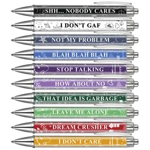Set of 10 Humorous And Sarcastic Negative Quotes Ballpoint Pens Featuring Black Ink. These Medium-Point Pens Offer a Smooth Writing Experience, Perfect for Office Use And Women, Funny Teacher Pens, Ideal As Gifts for Christmas