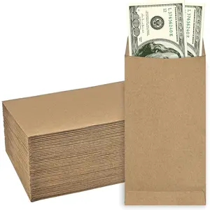 100 Pack Kraft Cash Envelopes for Budgeting, 6.7 x 3.5 Inch | Large Pack of Self-Adhesive Money Envelopes for Cash or Coins and Small Items