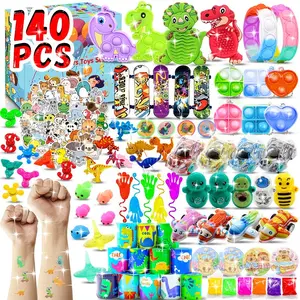 66PCS/84PCS/116PCS/140PCS/165PCS/260PCS Children's Educational Stress-Relief Anti Stress Kit Party Birthday Gifts Classroom Toy 117-Piece Set Stickers Keychains Bubble Fun