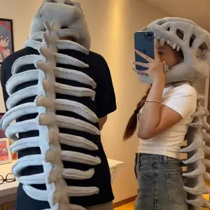 Dinosaur Skeleton Mask Headwear, Animal Head Mask, Funny Adult Kids Hat Costume Prop, Unisex Party Performance Halloween Party Use, Humorous Gift