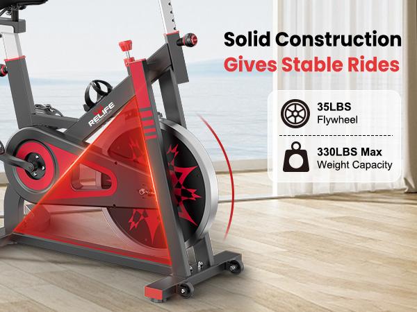 RELIFESPORTS Indoor Cycling Bike with Magnetic Resistance, Ergonomic Seat & Tablet Holder, Quiet Stationary Exercise Bike for Home Cardio