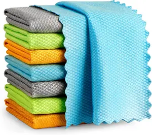 8-Pack Premium Microfiber Glass Cleaning Cloths 12x12 Streak-Free Lint-Free Ultra-Absorbent Fast Drying Eco-Friendly Machine Washable - Wipe, Cleaner