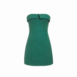 Cider Linen-blend High Rise A-line Mini Bandeau Dress