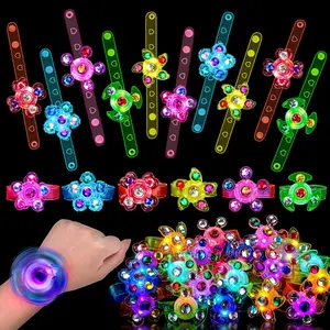 24PCS LED Light Up Fidget Spinner Bracelets Party Favors Bulk for Kids 4-8 8-12 Easter Egg Fillers Goodie Treat Bag Stuffers Treasure Box Toys Carnival Prizes Birthday Return Gifts for Boys Girls
