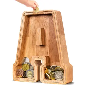 Wooden Letter Savings Bank, Personalized Name Transparent Coin Bank, Boy Girl Money Box, Coin Piggy Bank, Birthday Christmas Easter Gift, Home Decor