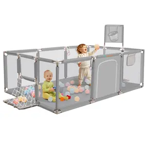 Large Baby Playpen 71 Inch with Basketball Hoop, 6-24 Months Toddler Playard - Safe and Eco-friendly Materials