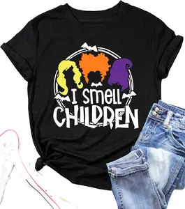 100% Cotton I Smell Children Halloween Shirt Women Sanderson Graphic Tshirt Hocus Pocus Shirts Fall Short Sleeve Tee Tops