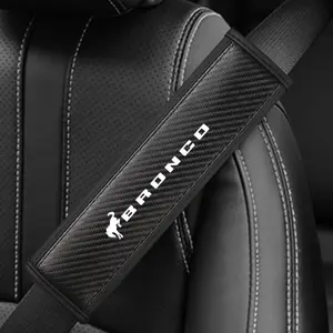 Ford Bronco Seat Belt Shoulder Cover, PU Leather & Carbon Fiber Stripes, Enhances Driving Comfort, Available in 1pc/2pcs, Car Interior Accessory