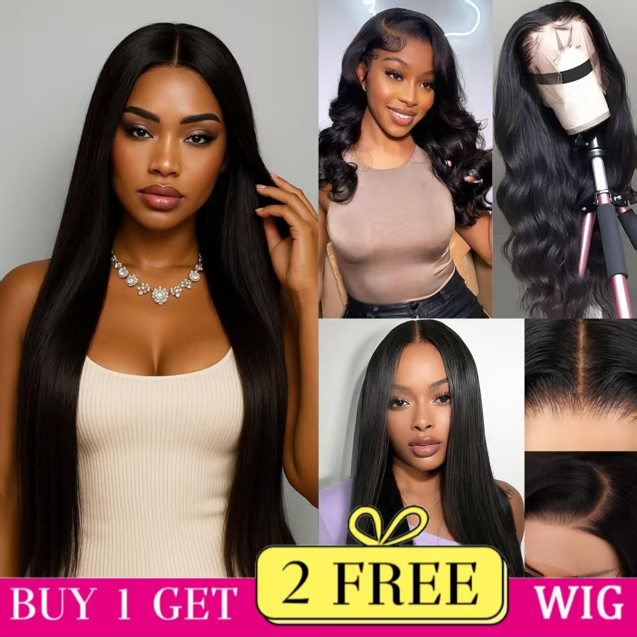 Combo sale [30'+22'+22'] " buy 1 get 3 wig'' 13x4 Body Wave & Straight Lace Front Wigs Human Hair with Baby Hair 180% Density Human Hair Wigs for Black Women