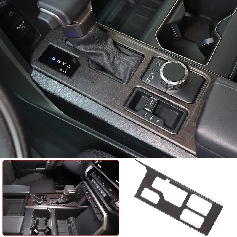 1-piece ABS oak wood grain car gear shifter scratch protection panel (4 holes) suitable for 2022+ Toyota Tundra/Sequoia