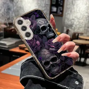 Purple Rose Skull Mobile Phone Case Suitable for Galaxy A16 5G A21S A22 A23 A24 A25 A26 A32 A34 A35 A36 A50 A52 A53 A54 A55 A56 A73 S21 Ultra S22 Plus S23+ S24 FE Cartoon Transparent Anti-fall Full Cover TPU mobile phone case simple
