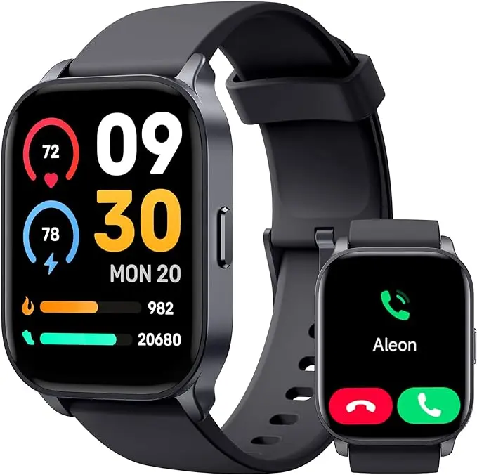 TOOBUR 2.01" Smart Watch for Men Women with Smart Voice Assistant, BT Answer&Make Calls, IP68 Waterproof Swimming Fitness Tracker Smartwatch with 100 Sports, Sleep/Activity Tracker, Pedometer, Step Calorie Counter, Compatible Android iPhone
