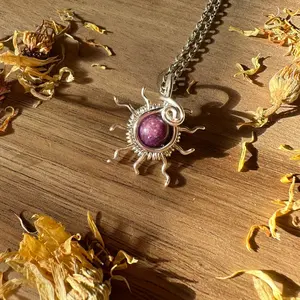 Handmade Lepidolite Sun Necklace