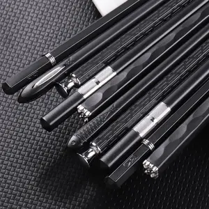 5 Pairs Non-slip Black Silver Chopsticks, Premium Reusable Dishwasher Safe Gift Set