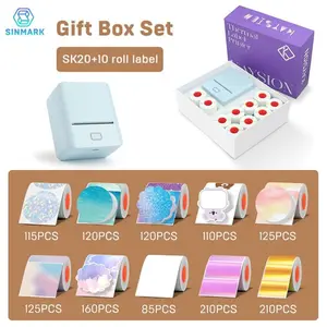 Portable Wireless Label Printer Sinmark Sk20, Compatible with Smartphones, Single Color Output, Includes 10 Rolls of Labels