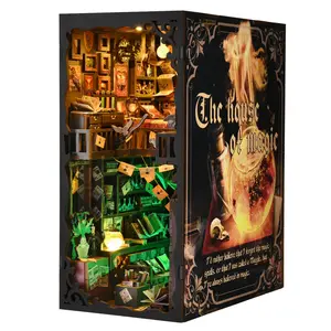 XYFMZOZ-(Magic House) DIY Handmade House Book Corner Kit 3D Wooden Crafts Set, Magic House Book Corner Kit for Teenagers and Adults Halloween Handcraft