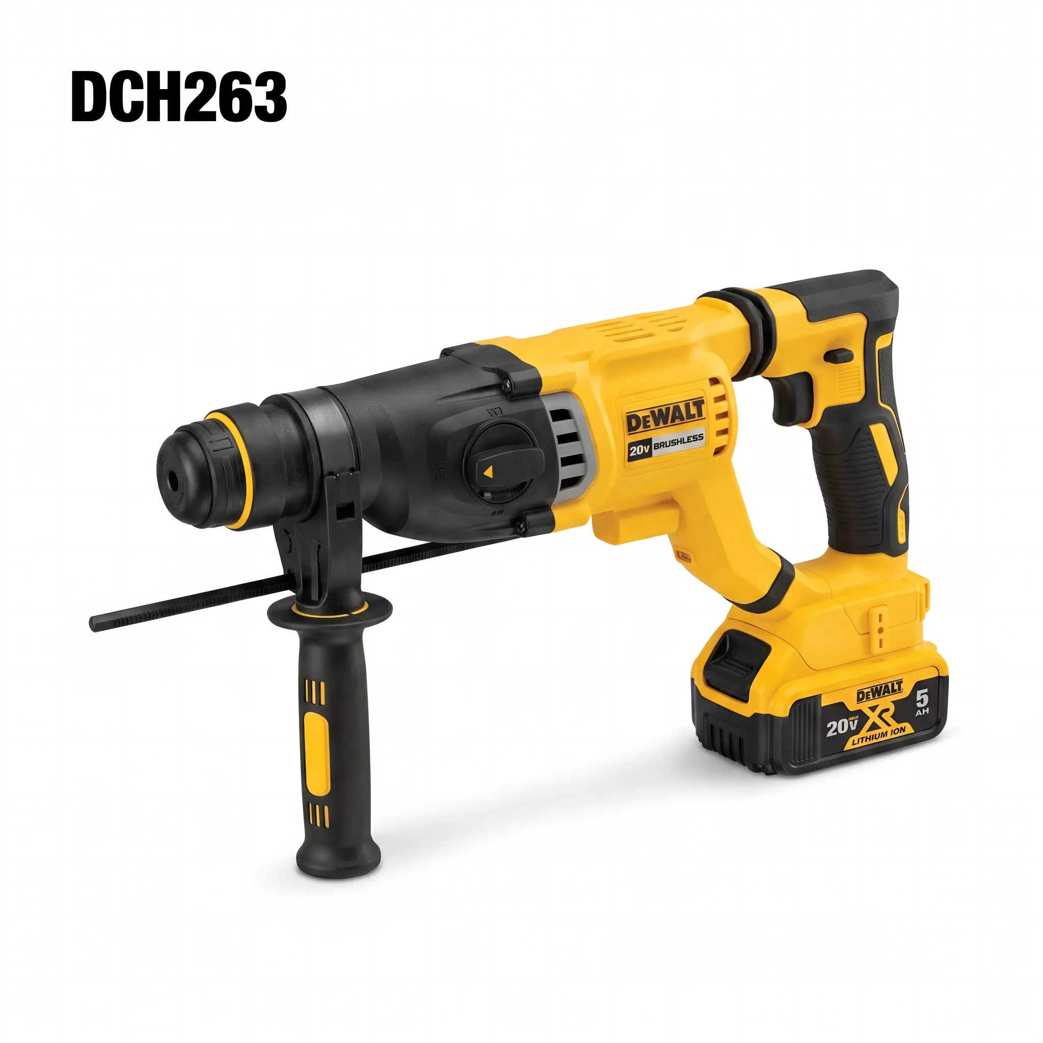 DEWALT DCH263 Hammer Drill - 26mm Drilling Capacity For Masonry And Concrete max xr brushless impact wrench spindle auto switch heavy-duty task protection screw gun industrial hex chuck solution repair automotive cordless high torque level unit mechanical