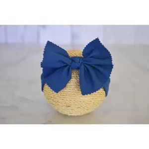 Bow Headband - Textured - Denim