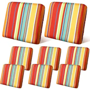 8 Pcs Stretch Sofa Cushion Covers Cushion Covers Waterproof Furniture Couch Slipcovers Washable Chair Seat Soft Flexibility Protector, Stripes Style