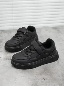 PU Leather Board Shoes, Unisex Velcro Cookie Sole Comfortable Casual Shoes, Student Campus Versatile Sports Shoes