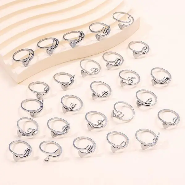 GGIRL Fashionable Adjustable Stainless Steel 26 Letters Alphabet A-Z Initial Heart Ring For Women&Girl ,Elegant Cute Romantic Gift For Her On Birthday/Valentain's Day GGIRL Fashionable Adjustable Stainless Steel 26 Letters Alphabet A-Z Initial Heart Ring For Women&Girl ,Elegant Cute Romantic Gift For Her On Birthday/Valentain's Day