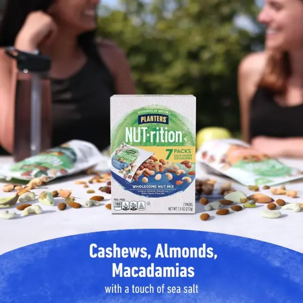 NUT-rition Wholesome Salted Protein Nut Mix, 7.5 oz Box - 7 Individual Pouches, Cashews, Almonds, Macadamias - No Artificial Flavors, Colors, Preservatives - Kosher, Salt, Snack, Healthy Snacks