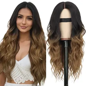 SummerVibes AISI HAIR Long Wavy Wig 4x1 Lace Natural Hairline Middle Part Curly Heat-Resistant Synthetic Fiber for Women & Beginners Daily Party Use 26Inch