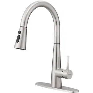 Kitchen Faucet with Pull Down Sprayer – High Arc 360 °   Swivel Brushed Nickel Stainless Steel Kitchen Sink Faucet, 3-Mode Spray Head, Suitable for Farmhouse Modern Laundry Rv Bar