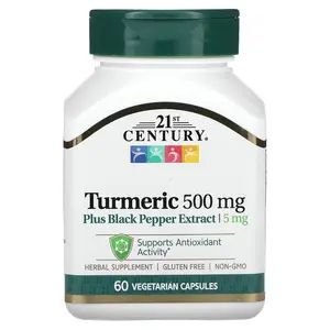 21st Century Turmeric Plus Black Pepper Extract, 500 mg, 60 Vegetarian Capsules