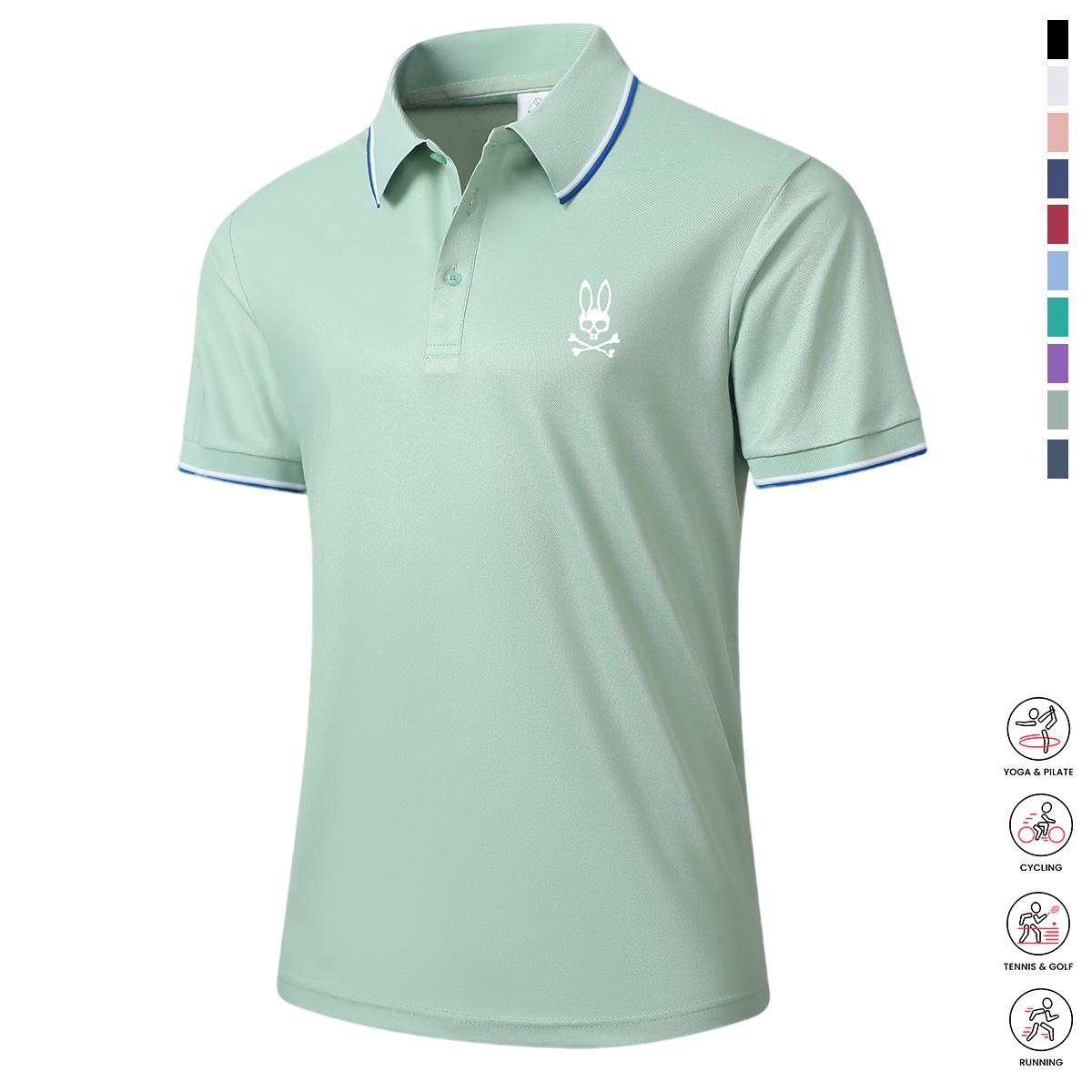 Men&rsquo;s casual short-sleeve polo shirt set, 4 pieces, mixed colors; printed polo shirts, breathable and cool, suitable for all seasons&mdash;an ideal choice for holiday gifts.