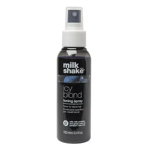 MILK_SHAKE Icy Blond Toning Spray - Salon-Quality Paraben-Free Leave-In Haircare Liquid Toner with Black Pigment to Cool Brass, Refresh Platinum Blonde Icy Tones, Add Softness, Shine, Detangling, 3.4 fl oz