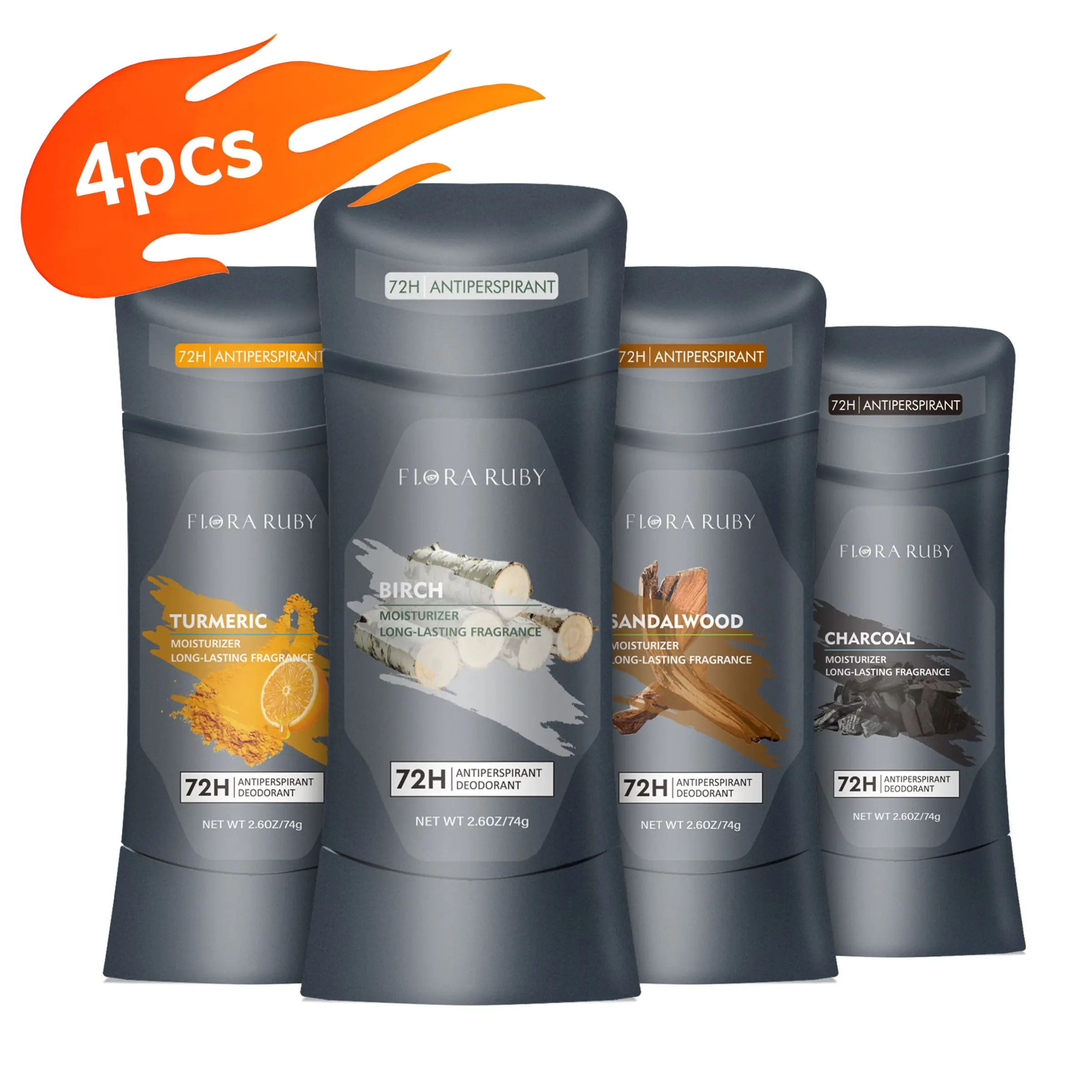 FLORA RUBY 4PCS Antiperspirant Deodorant Stick Set | 72H Fresh & Fragrant | Viral Must-Have 2026