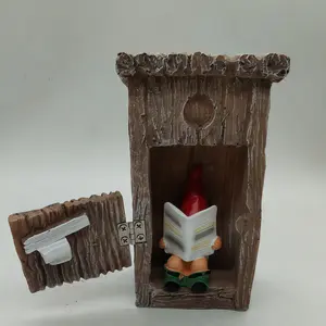 Funny Gnome Design Garden Decoration, Outdoor Reading Dwarf Ornament, Toilet Door Statue for Yard Camp Lawn Cartoons Party Decor